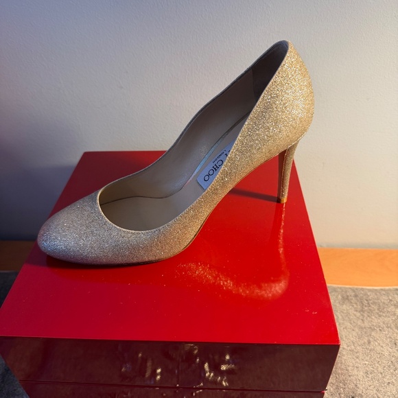 Jimmy Choo Glitter Heels gold Sparkle Pumps EU 39/ US 8,5 - Picture 2 of 5
